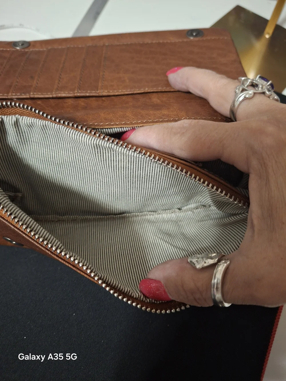 Wild West Leather Fold-Over Clutch Wallet - Brown